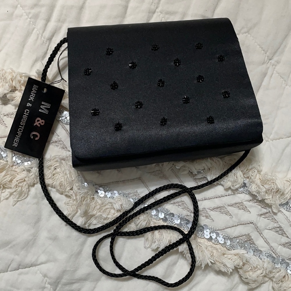 PRICE DROP NWT Vintage Black Satin Purse